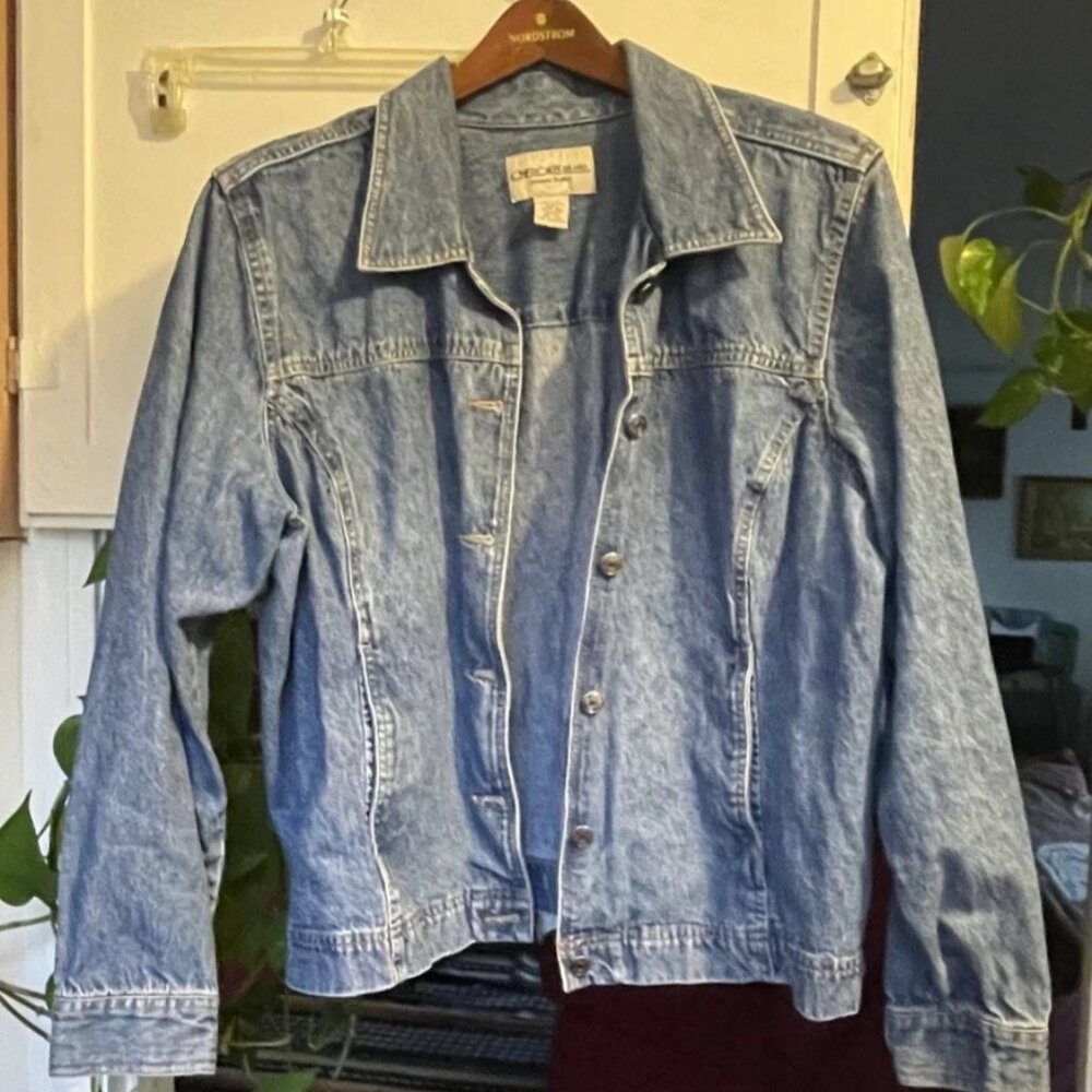 2000s Cherokee Denim Jean Stonewash Jacket Womens Medium Pockets Size 18 Y2K era